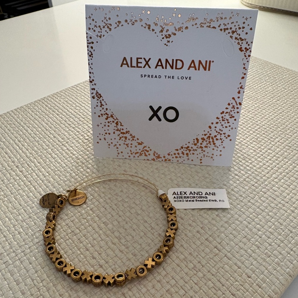 NWT Alex and Ani Gold XO Bracelet